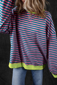 Stripe Contrast Edge Oversized Sweatshirt