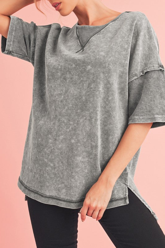 Mineral Wash Exposed Seam Oversized Tee