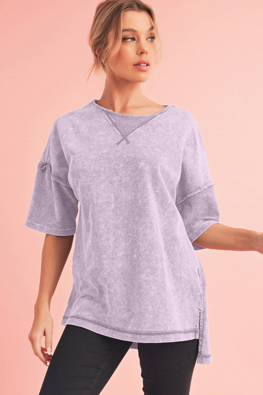 Mineral Wash Exposed Seam Oversized Tee