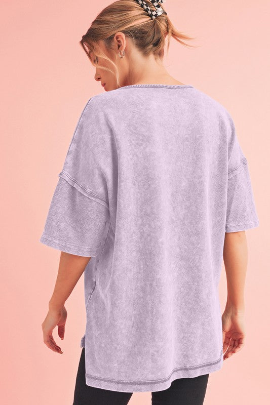 Mineral Wash Exposed Seam Oversized Tee