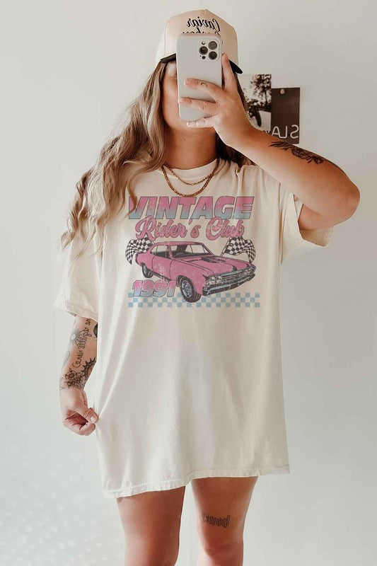 VINTAGE RIDERS CLUB RACING RACE CAR OVERSIZED TEE