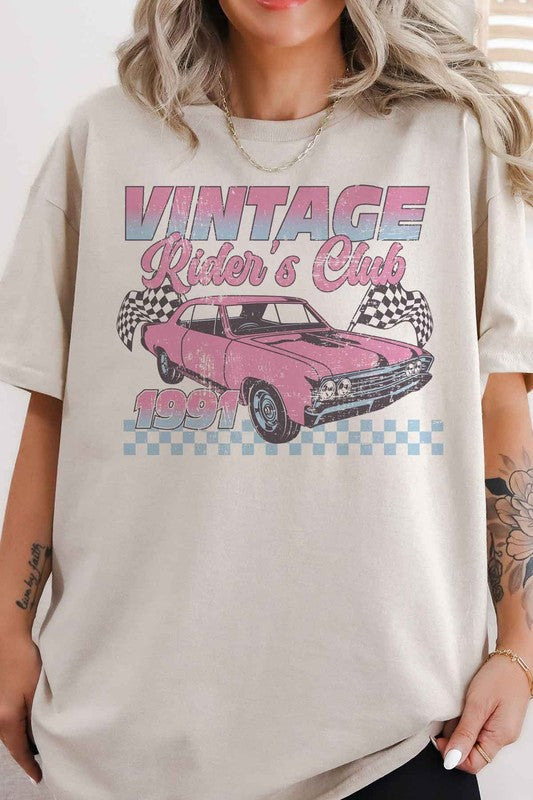 VINTAGE RIDERS CLUB RACING RACE CAR OVERSIZED TEE