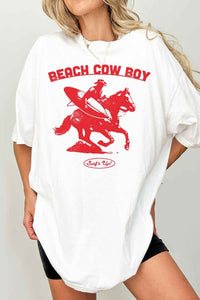 BEACH COW BOY SURFS UP OVERSIZED GRAPHIC TEE