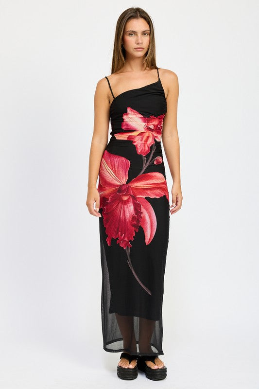 ONE SHOULDER RUCHED MAXI DRESS