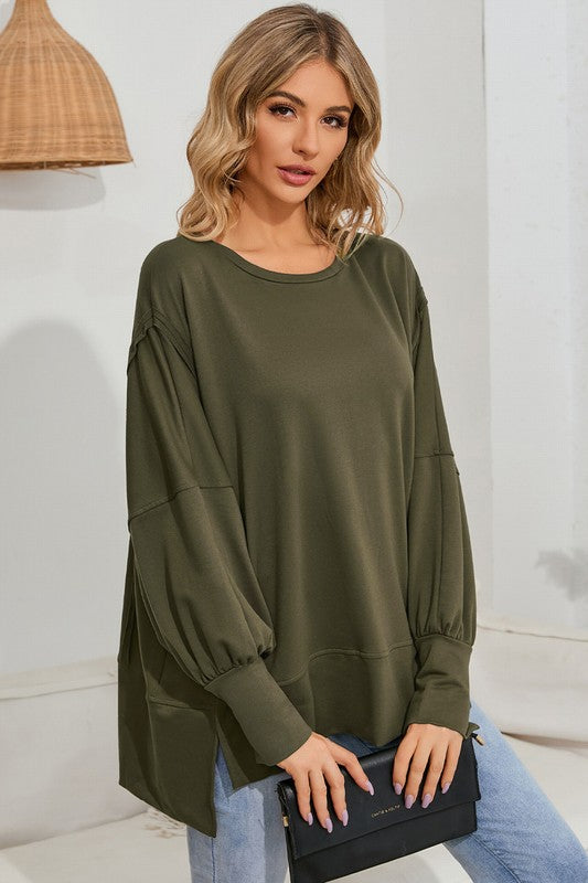 Women Patchwork Drop Shoulder Oversized Top