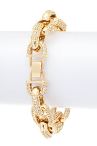 Micro Pave CZ Chain Link Statement Bracelet