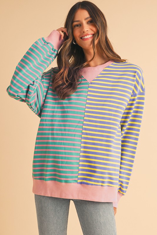 Colorblock Drop Shoulder Oversize Sweatshirt