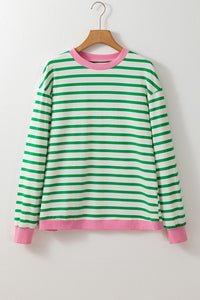 Cotton Stripe  Drop shoulder Sweatshirt