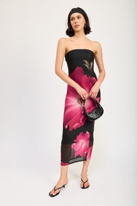 FLORAL TUBE MIDI DRESS