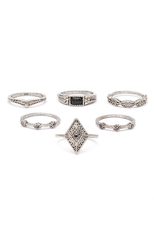 6 PC Assorted Ring Set