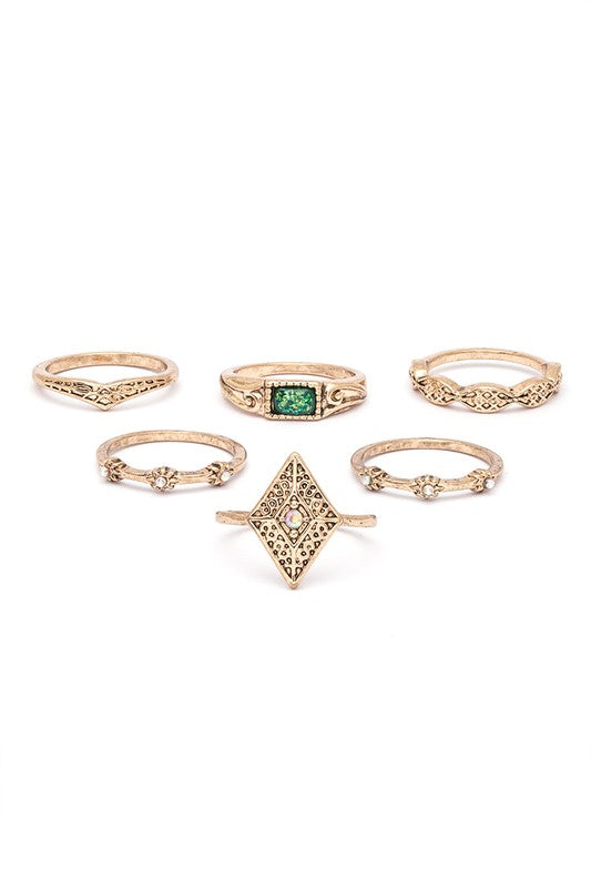 6 PC Assorted Ring Set