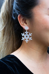 Snowflake Earrings - Silver Glitter