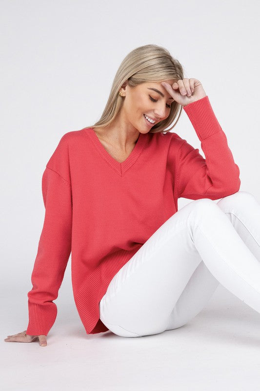 V Neck Soft Sweater - Ivy & Lane