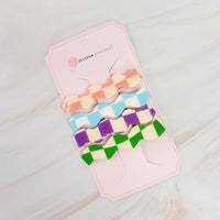 Checkered Wavy Creaseless Hair Clip Set Of 4