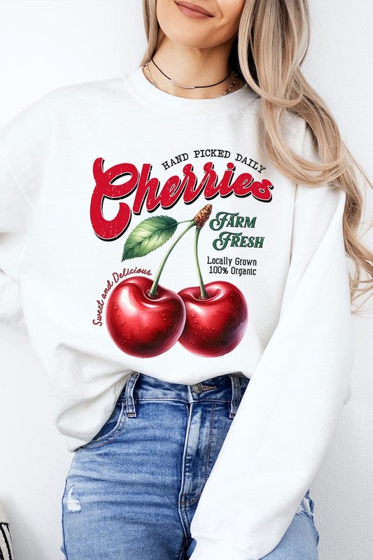 Farm Fresh Cherries Graphic Fleece Sweatshirts