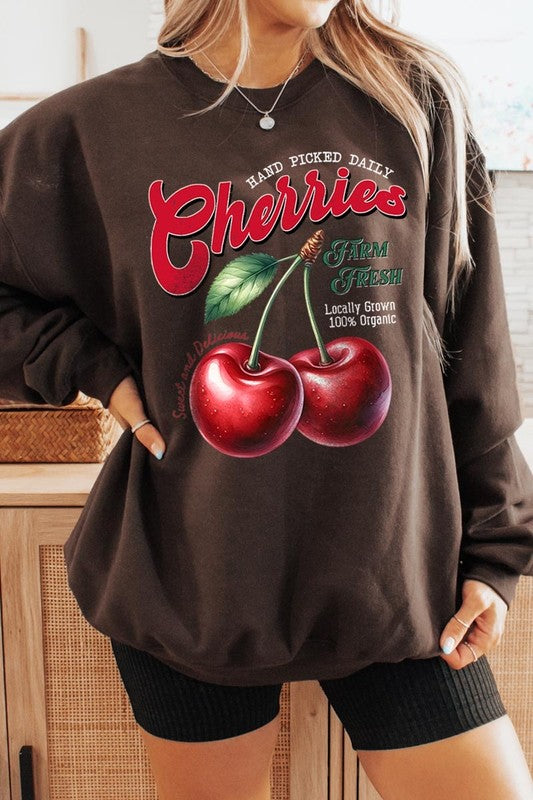 Farm Fresh Cherries Graphic Fleece Sweatshirts