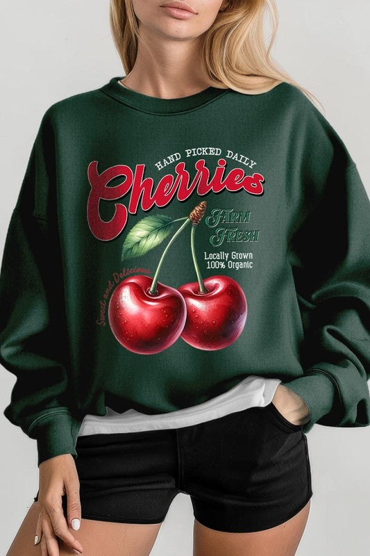 Farm Fresh Cherries Graphic Fleece Sweatshirts