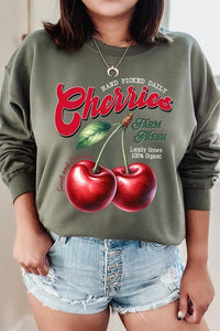 Farm Fresh Cherries Graphic Fleece Sweatshirts