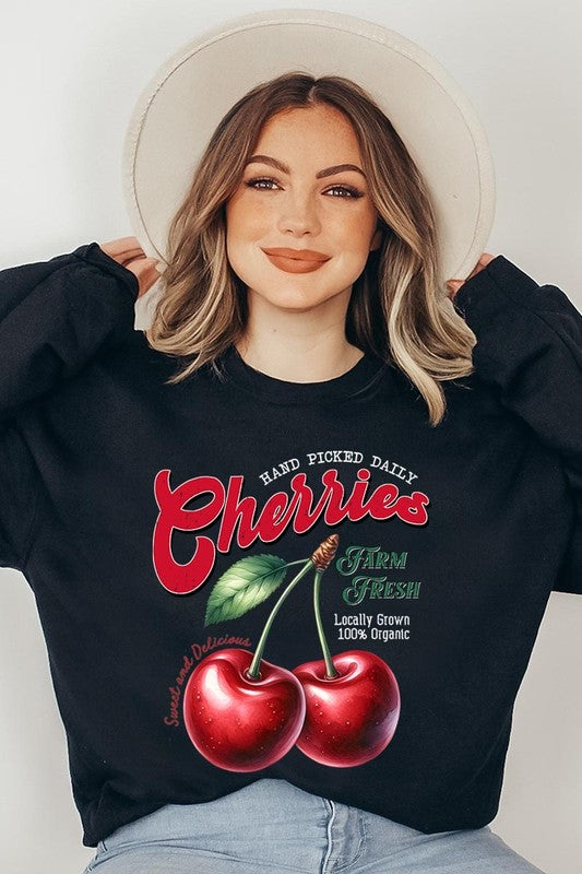 Farm Fresh Cherries Graphic Fleece Sweatshirts