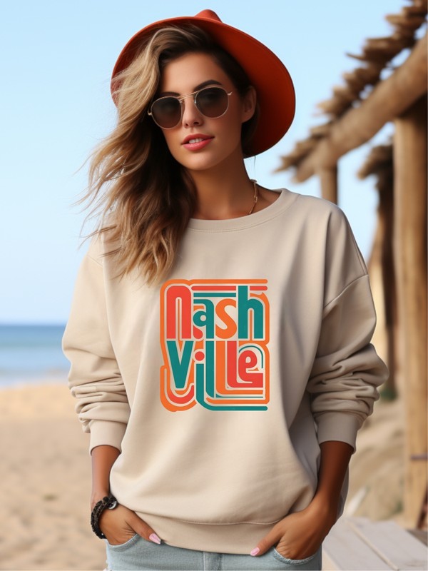 Colorful Nashville Cozy Crewneck Sweatshirt Plus Size