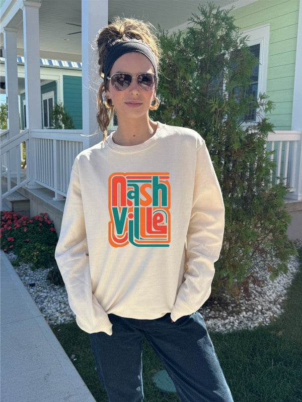 Colorful Nashville Cozy Crewneck Sweatshirt Plus Size