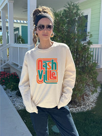 Colorful Nashville Cozy Crewneck Sweatshirt Plus Size