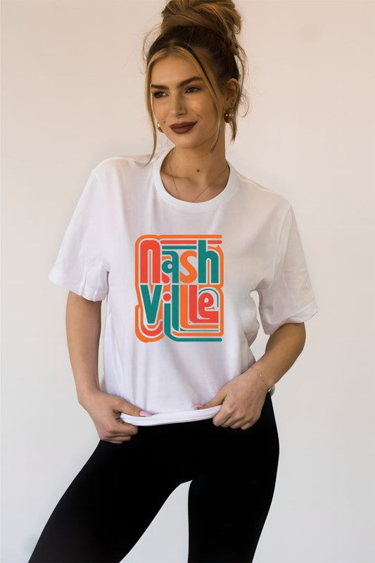 Colorful Nashville Crewneck Graphic Tee Plus Size