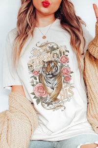 Not My Strength But His Tiger Graphic Tee