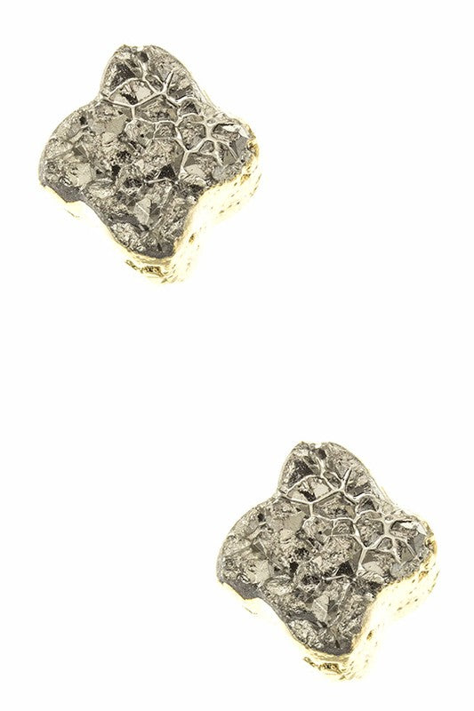 Druzy Clover Stud Earrings