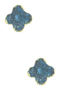 Druzy Clover Stud Earrings