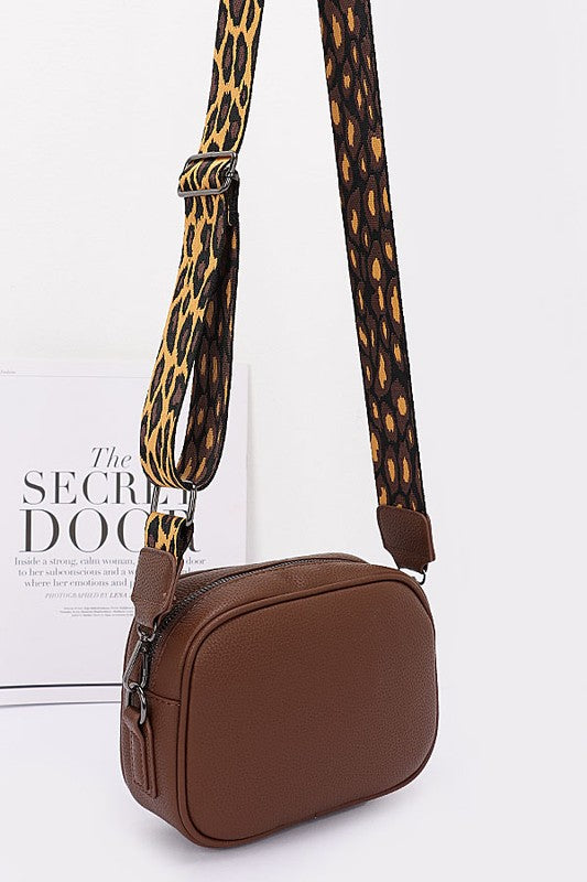 Leopard Webbing Guitar Strap Crossbody Camera Bag