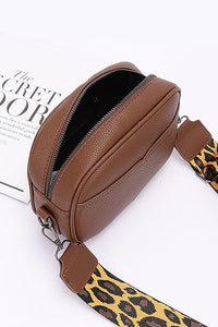 Leopard Webbing Guitar Strap Crossbody Camera Bag