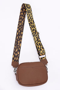 Leopard Webbing Guitar Strap Crossbody Camera Bag