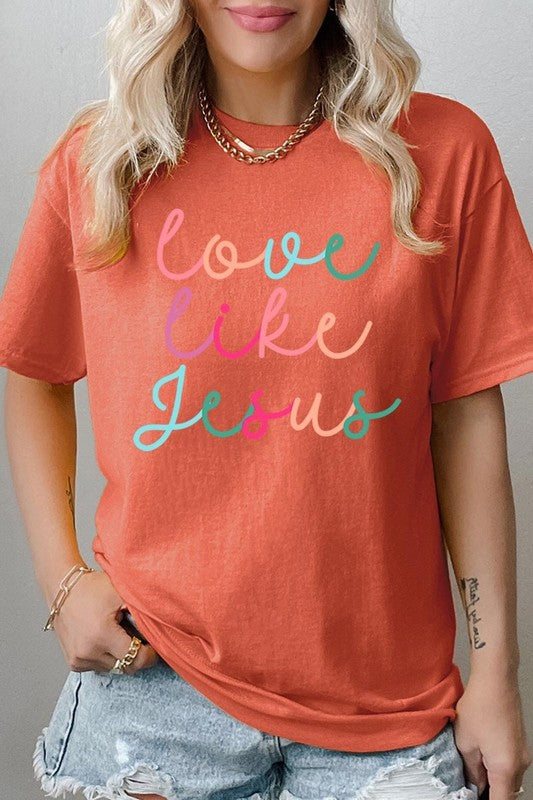 Colorful Love Like Jesus Graphic Heavy Cotton Tee