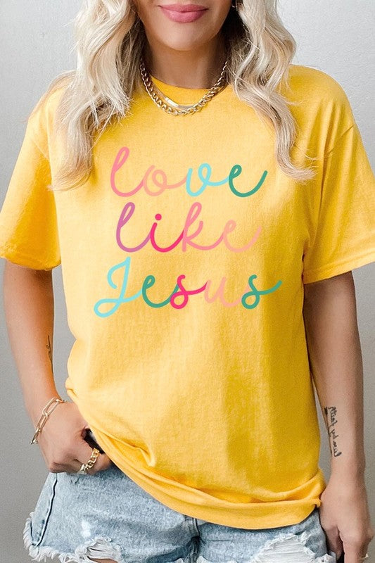 Colorful Love Like Jesus Graphic Heavy Cotton Tee