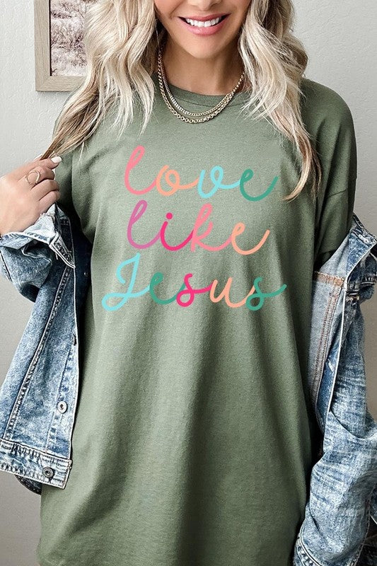 Colorful Love Like Jesus Graphic Heavy Cotton Tee