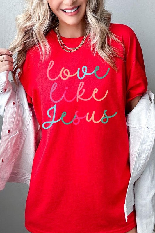 Colorful Love Like Jesus Graphic Heavy Cotton Tee