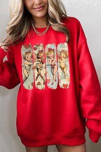 Retro Cupid Graphic Fleece Sweatshirt