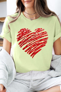 Faux Sequins Scribble Heart Graphic Tee