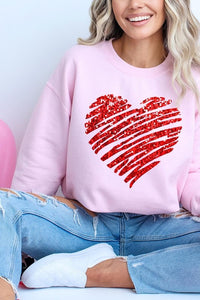 Faux Sequins Scribble Heart Graphic Sweatshirt