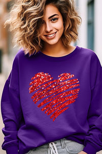 Faux Sequins Scribble Heart Graphic Sweatshirt