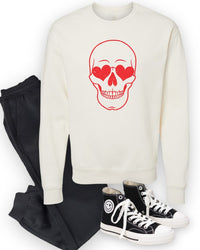 Skeleton Heart Eyes Crew Neck Graphic Sweatshirt