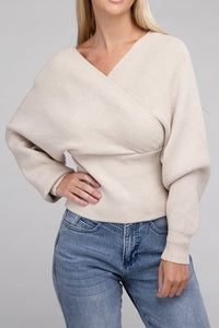 Viscose Cross Wrap Pullover Sweater - Ivy & Lane