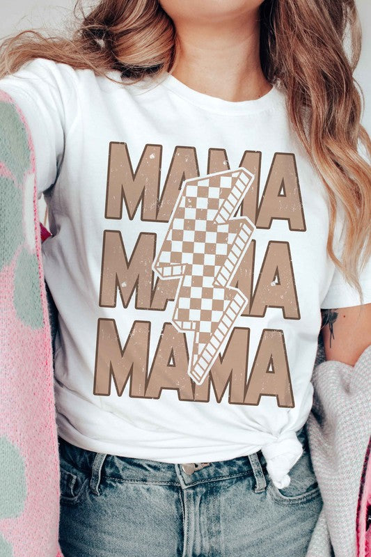 CHECKERED LIGHTNING MAMA Graphic Tee