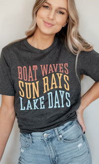 Boat Waves Sun Rays and Lake Days Graphic Tee