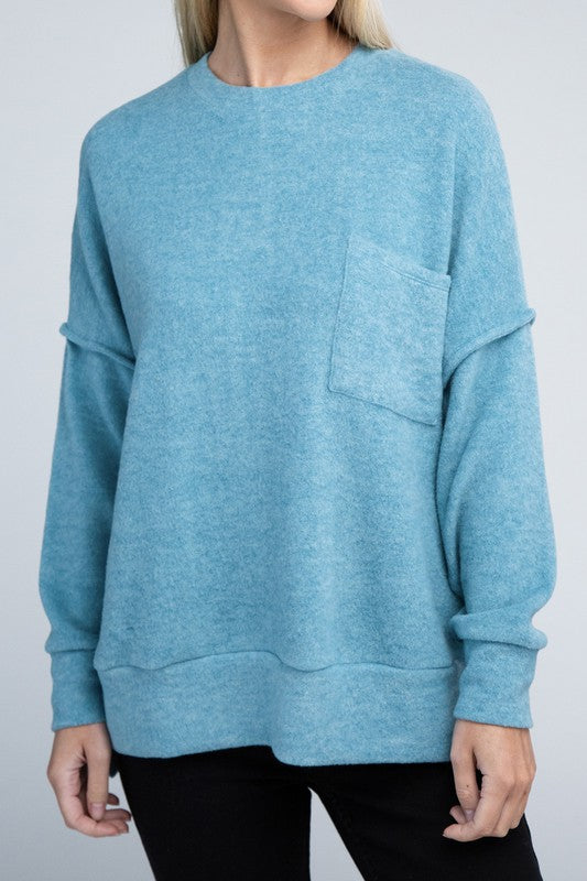 Brushed Melange Drop Shoulder Oversized Sweater - Ivy & Lane