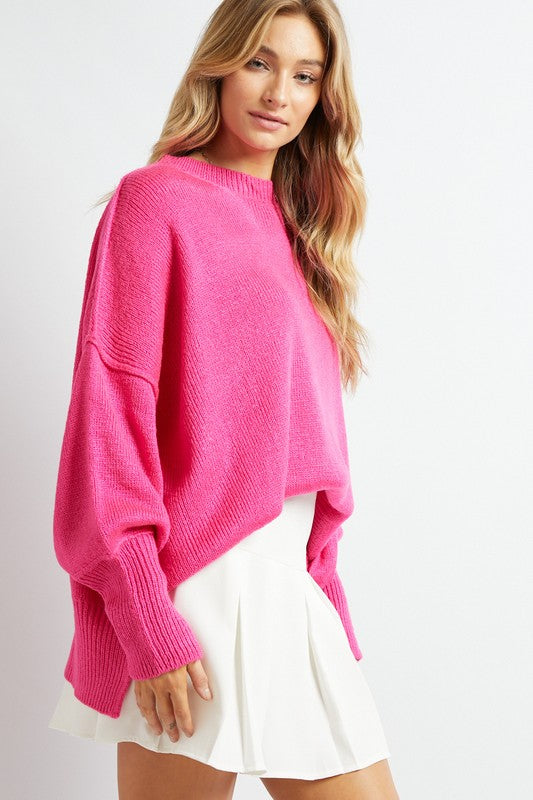 Plus Solid Boat Neck Long Sleeve Sweater - Ivy & Lane