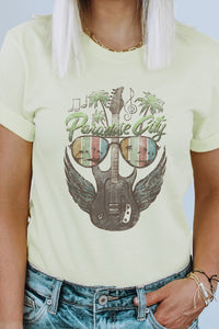 Retro Paradise City Guitar With Wings Graphic Tee
