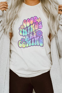 Good Things Are Coming Peacesign Flora Graphic Tee