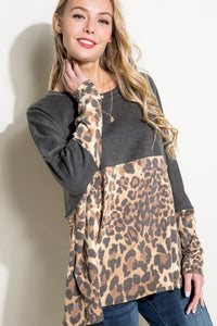 PLUS ANIMAL PRINT MIXED BOXY TOP